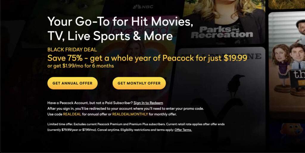 Get Peacock Premium For $1.99/Mo For 6 Months Or $19 For 12 Months For Black Friday!